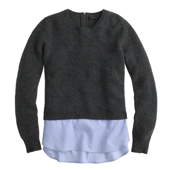 J. Crew Charcoal Gray Sweater with Light Blue Layer - Picture 1 of 7